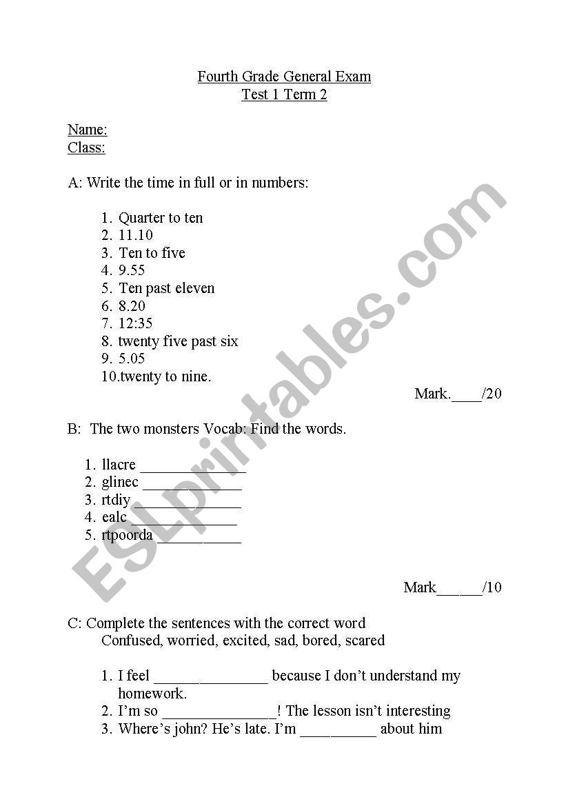 exam using time days feelings 