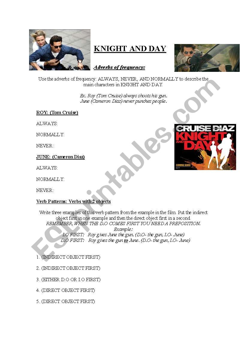 knight and day worksheet worksheet