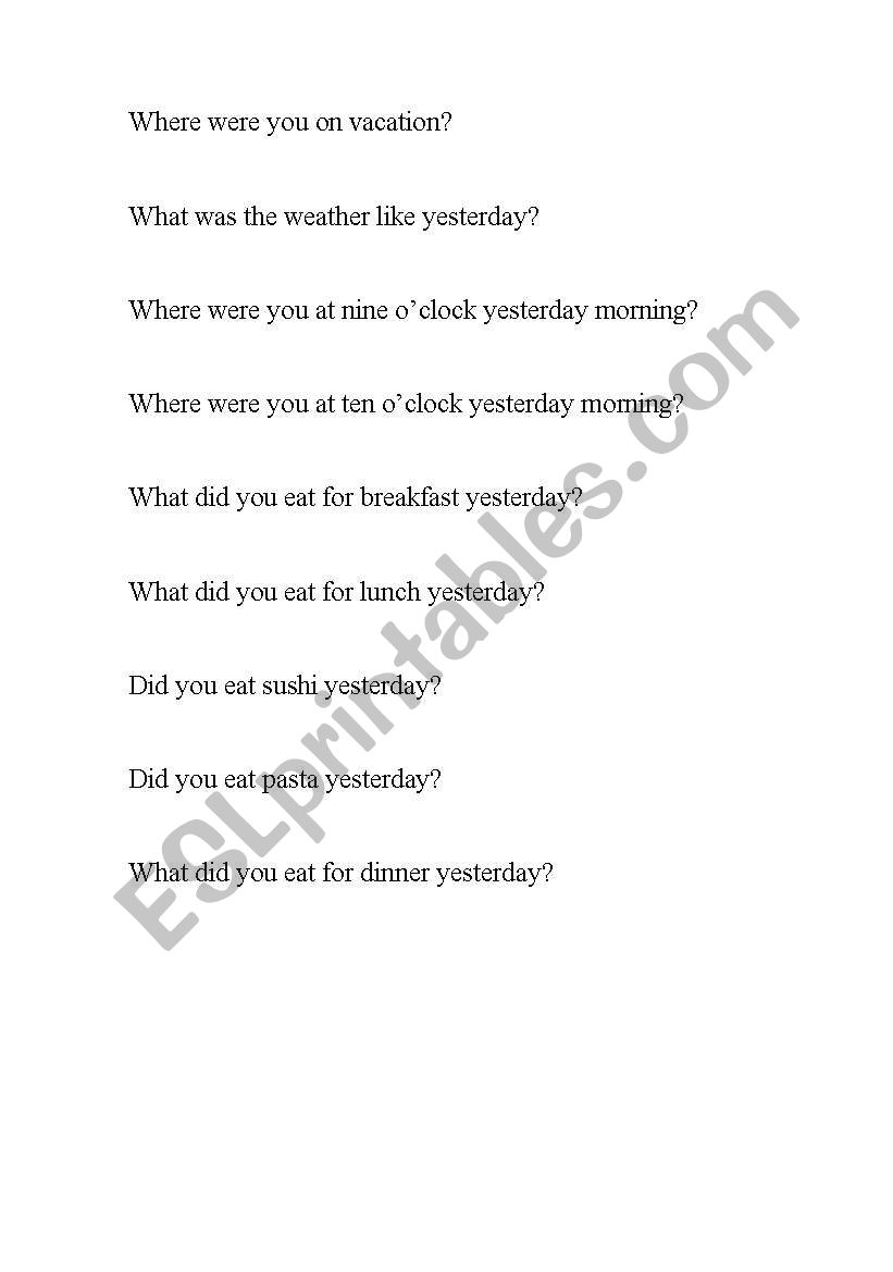 Lets talk about vacation? worksheet