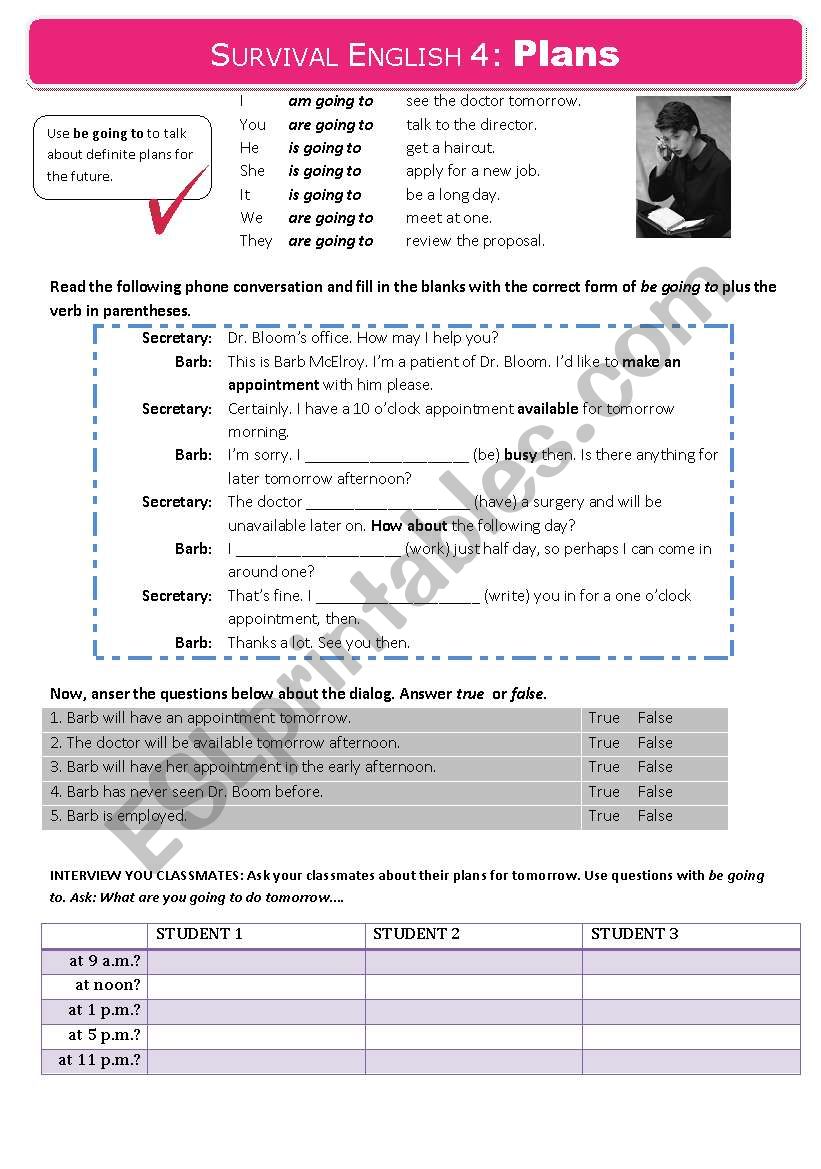 Survival English 4: Making plans