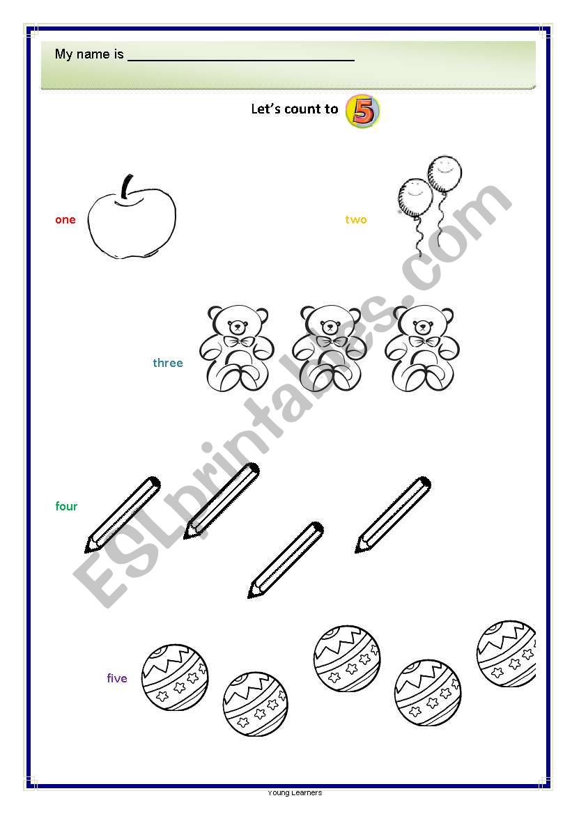 Lets count to 5 worksheet