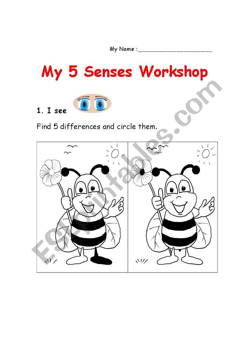 5 Senses Workshop worksheet