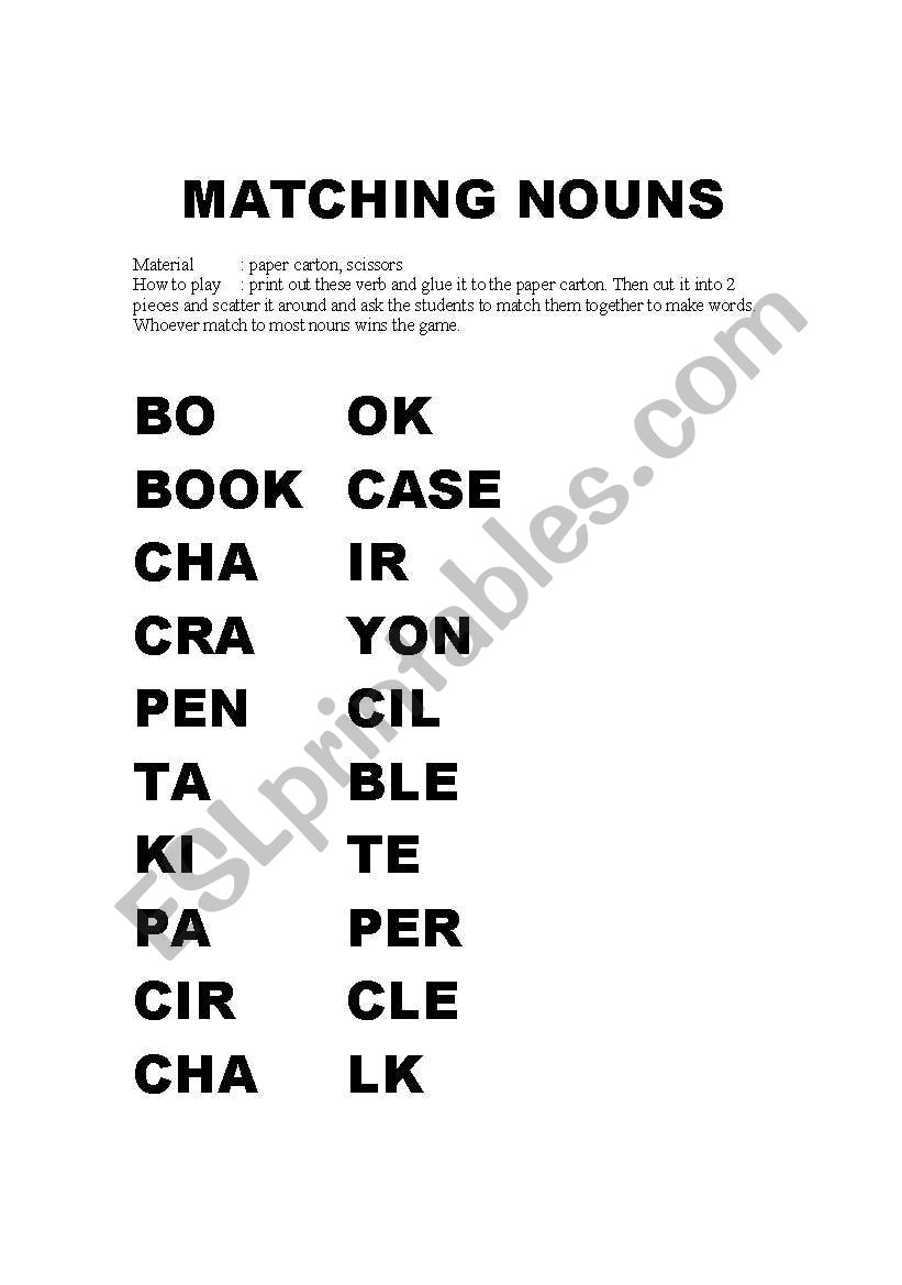 Matching Nouns worksheet