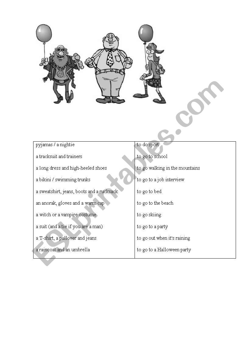 Clothes worksheet