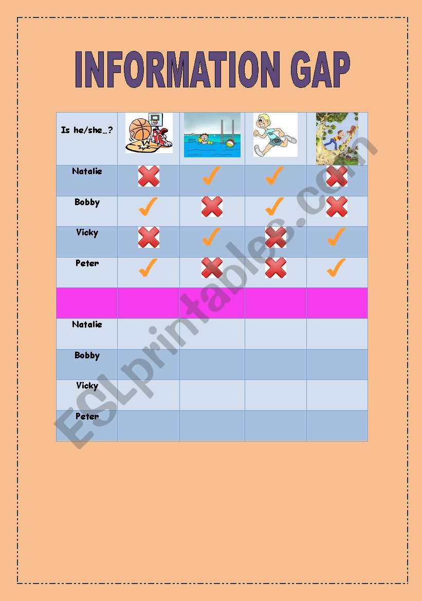 information gap worksheet