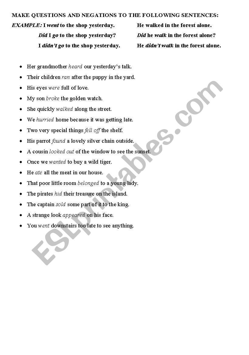 Past Simple Questions worksheet