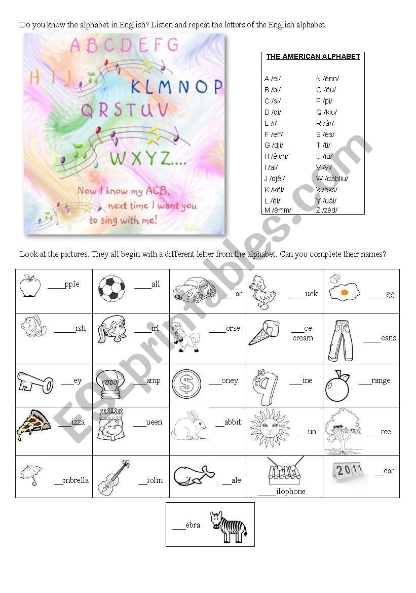 The English Alphabet worksheet