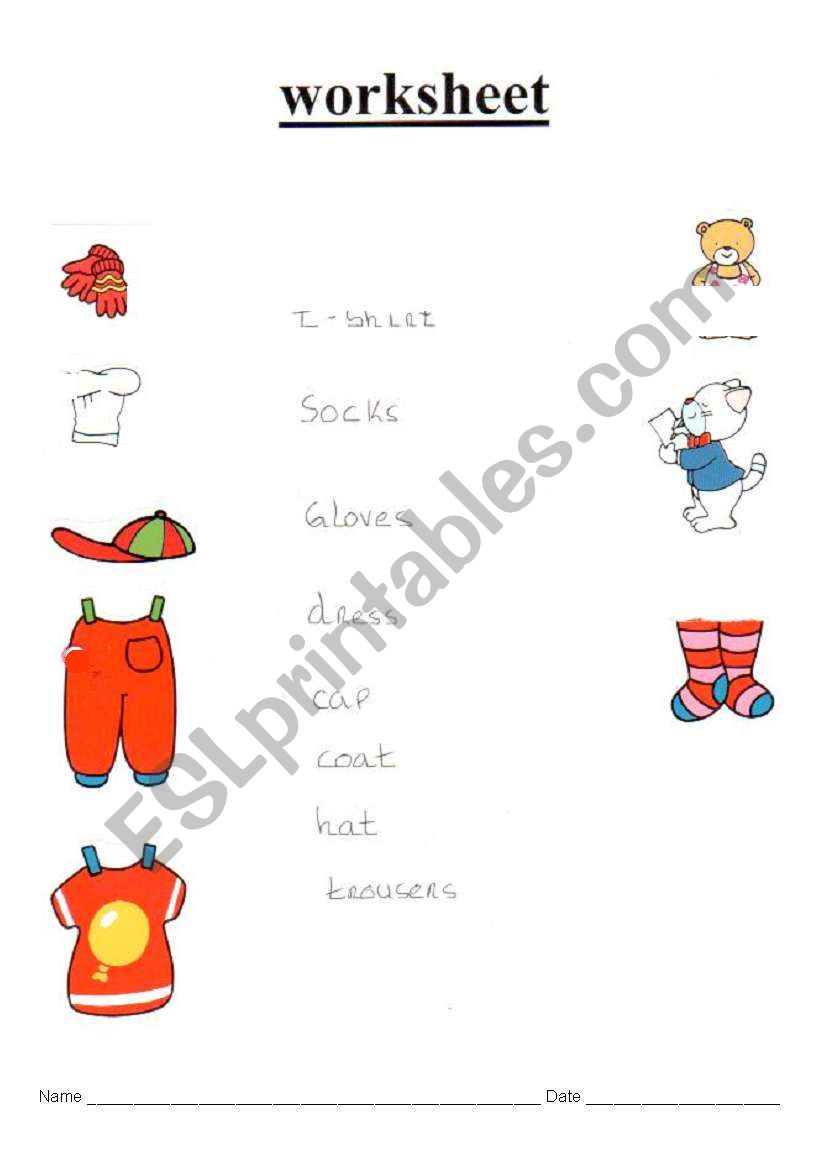 clothes worksheet