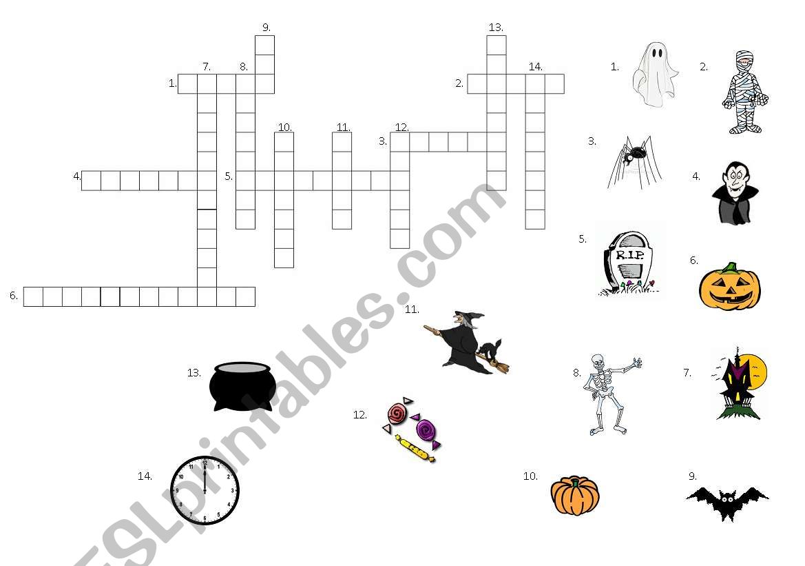 halloween c5rossword worksheet