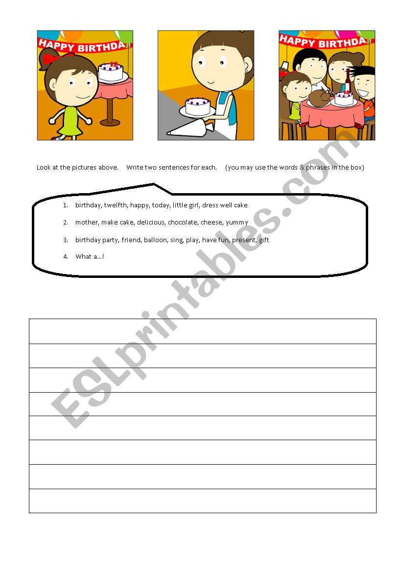 Birthday worksheet