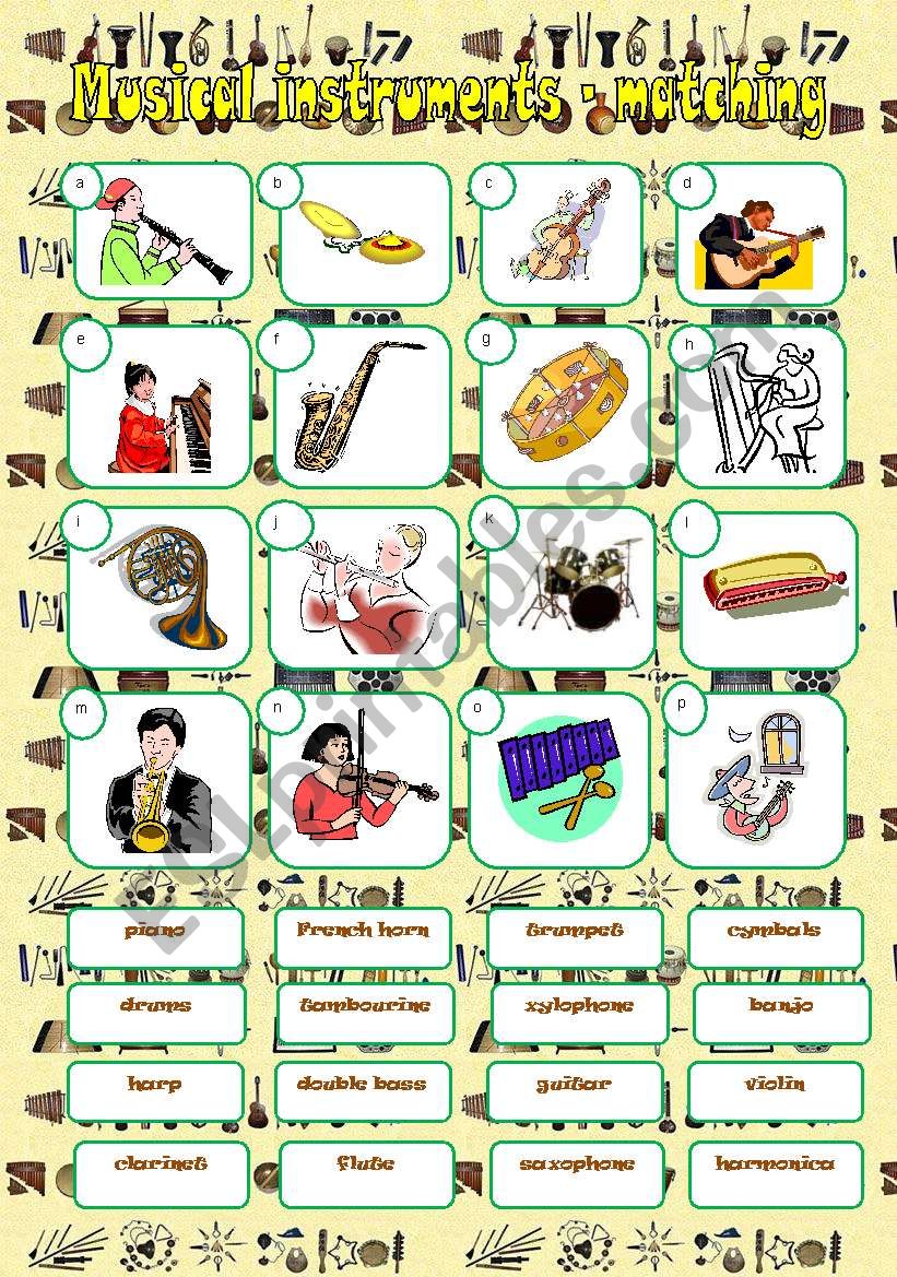 MUSICAL INSTRUMENTS MATCHING worksheet