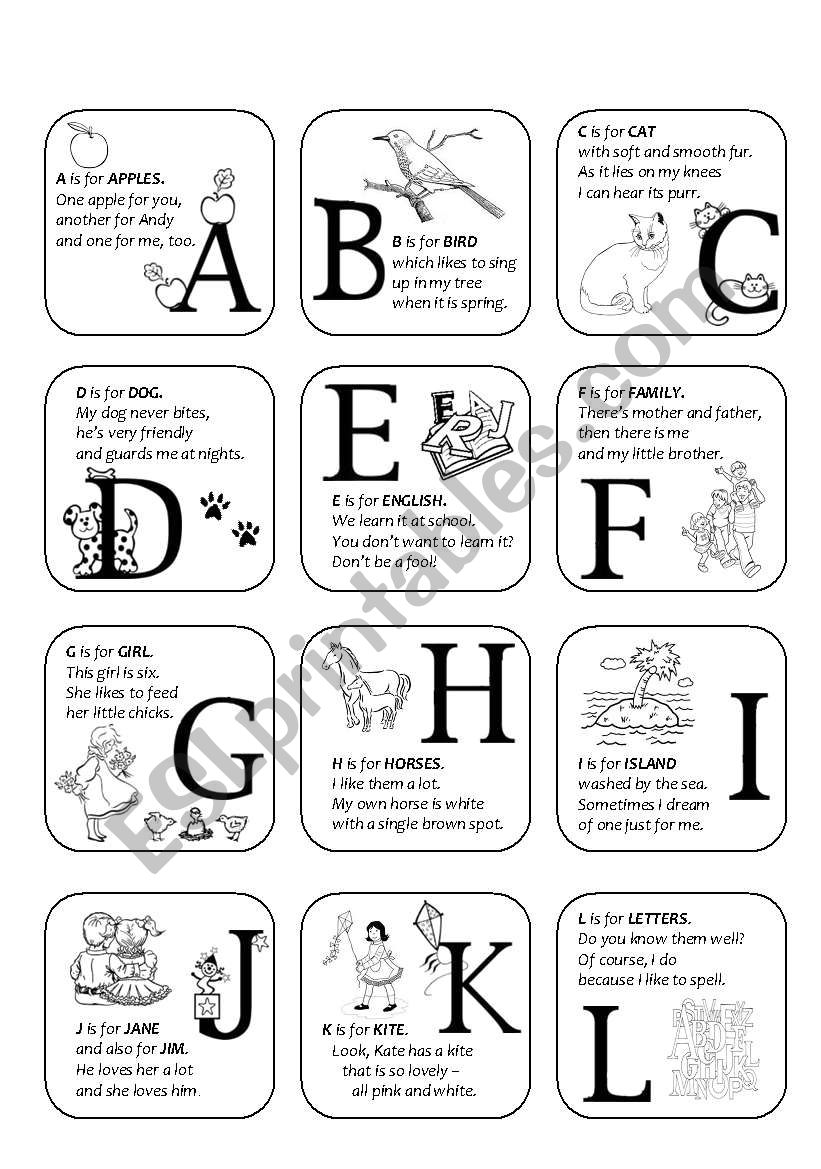 alphabet - rhymes - A-L worksheet