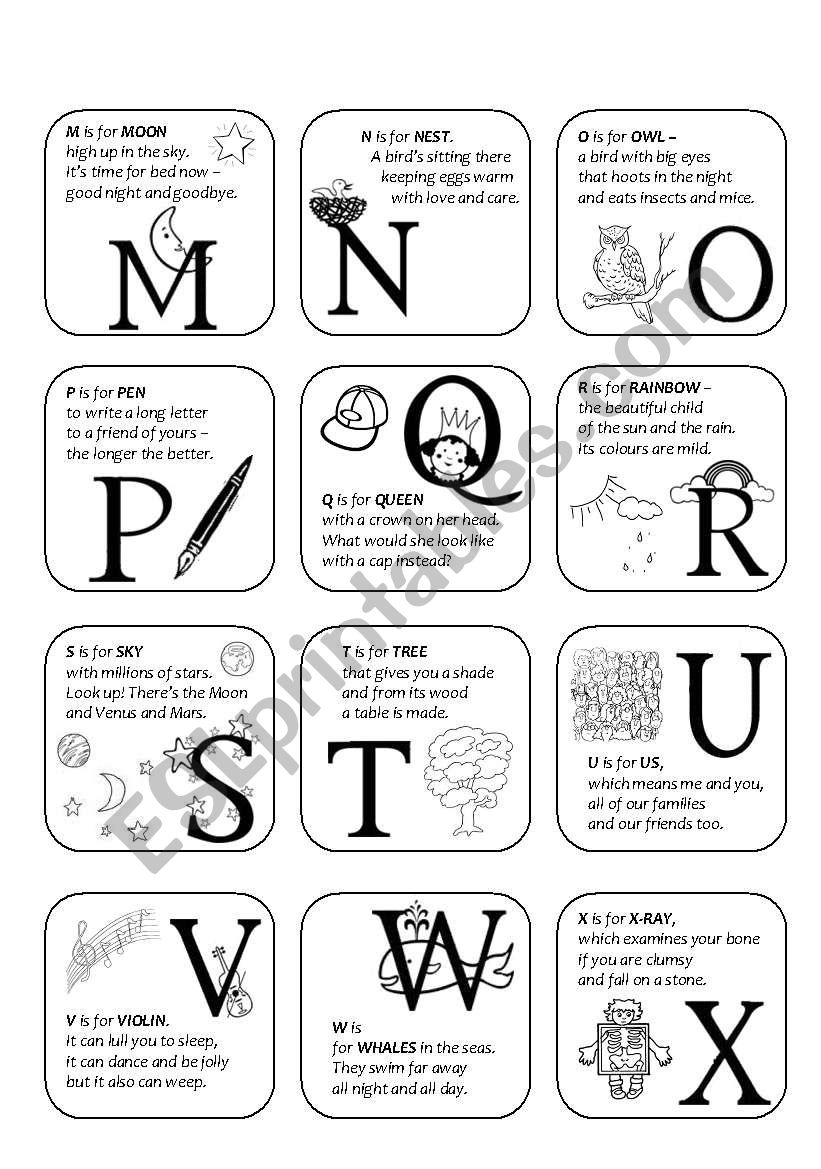 alphabet - rhymes - M-Z worksheet