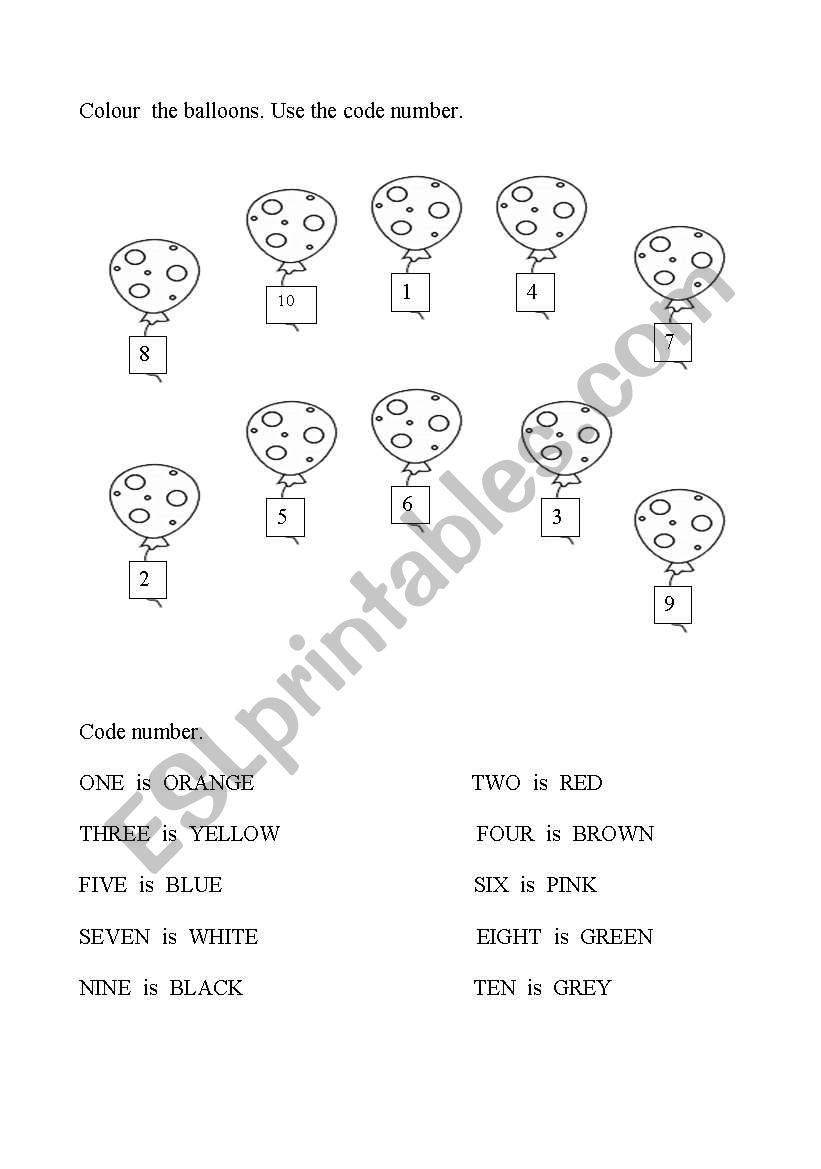 balloons worksheet