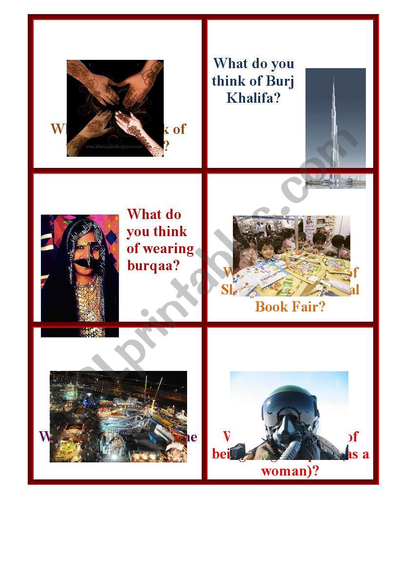 OpinionÂ´s cards worksheet