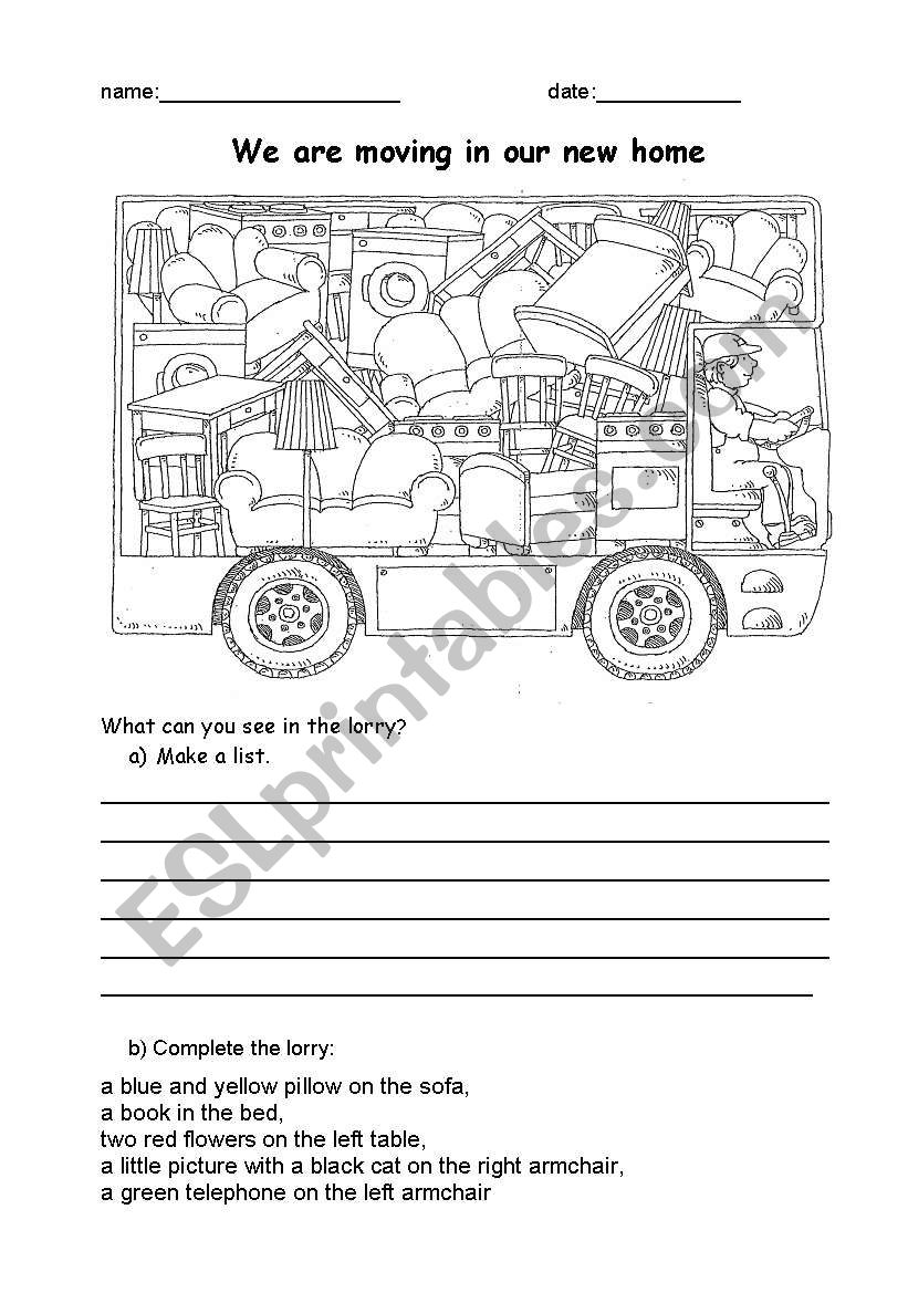 We are moving in our new home worksheet