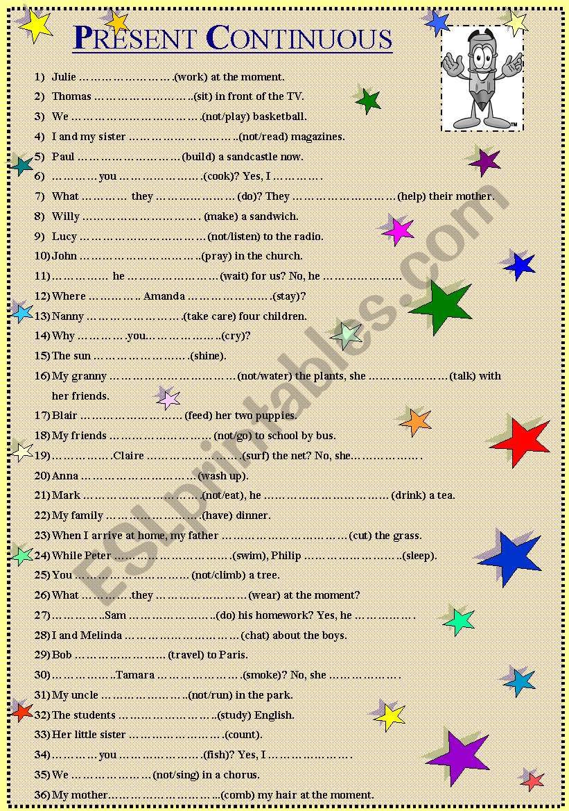 Present Continuous worksheet