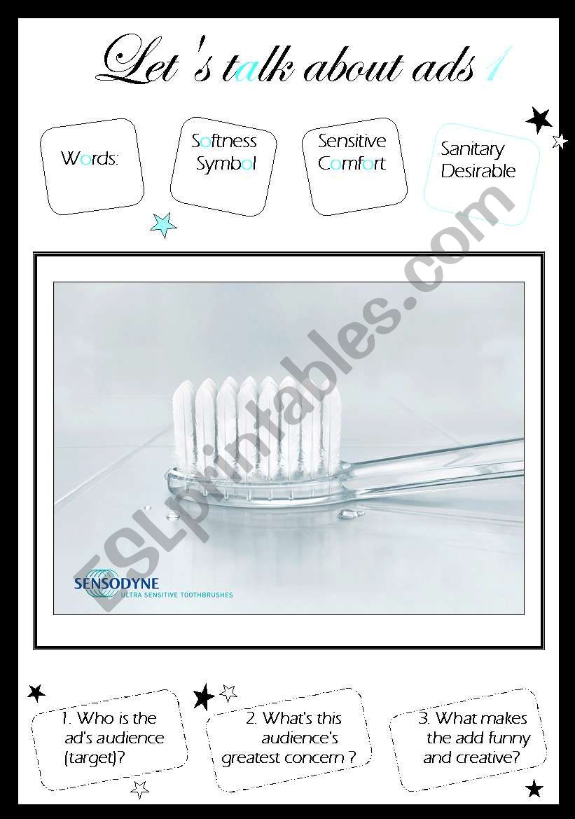LetÂ´s Talk about Ads 1 worksheet