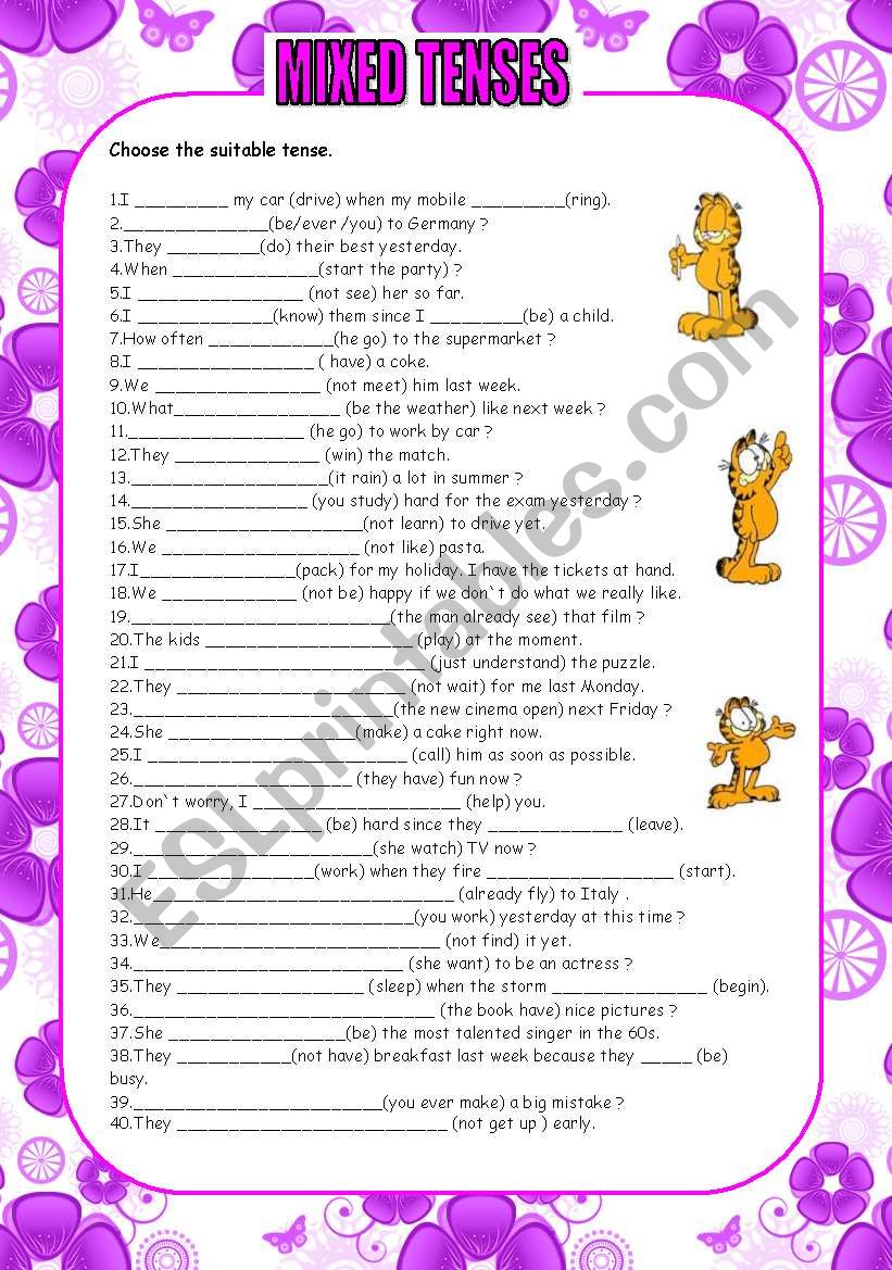 Mixed tenses worksheet