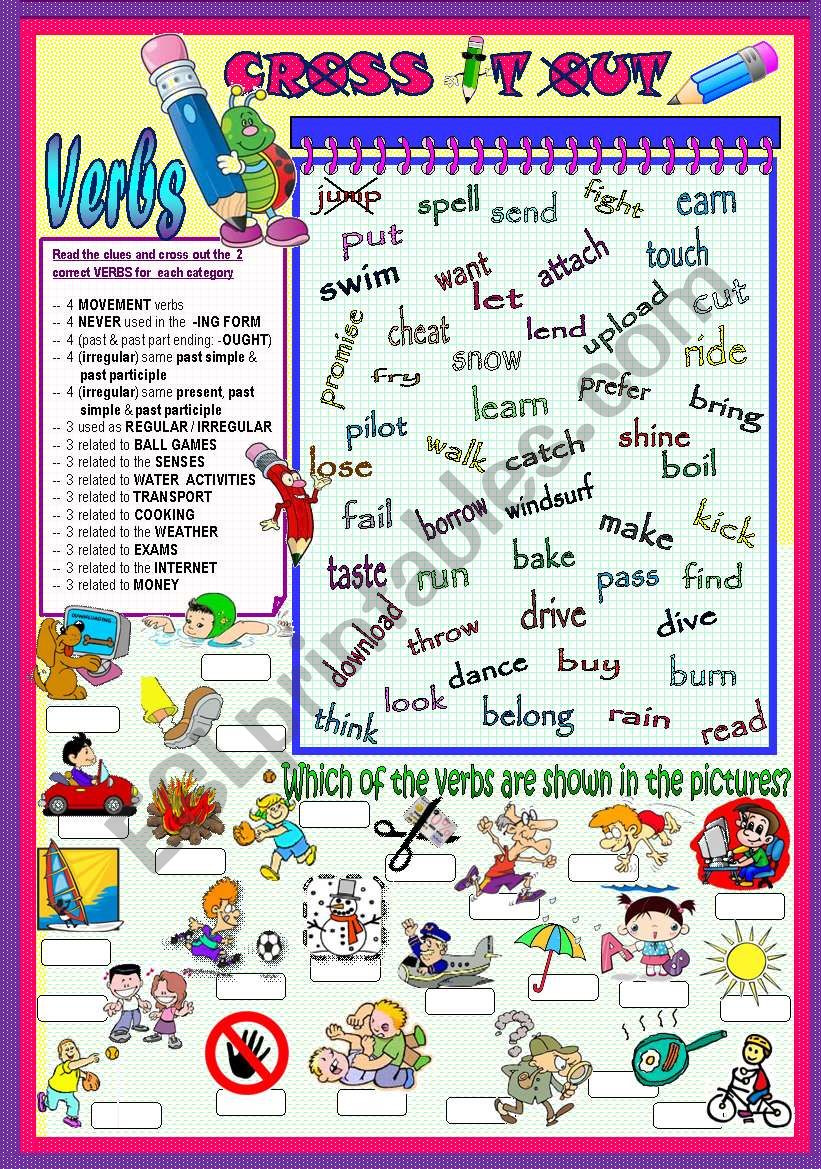 CROSS IT OUT (VERBS) worksheet