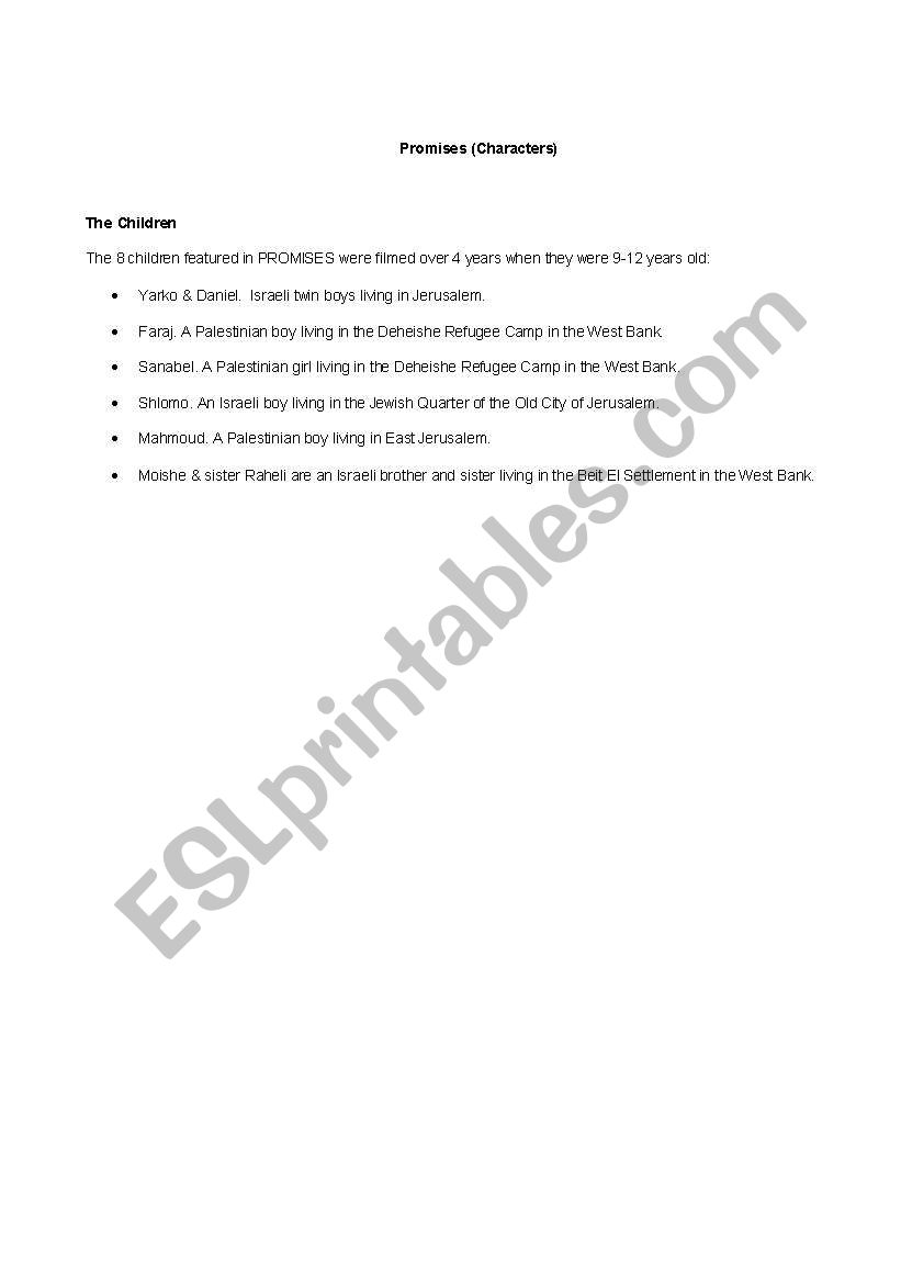 Promises Video Guide worksheet