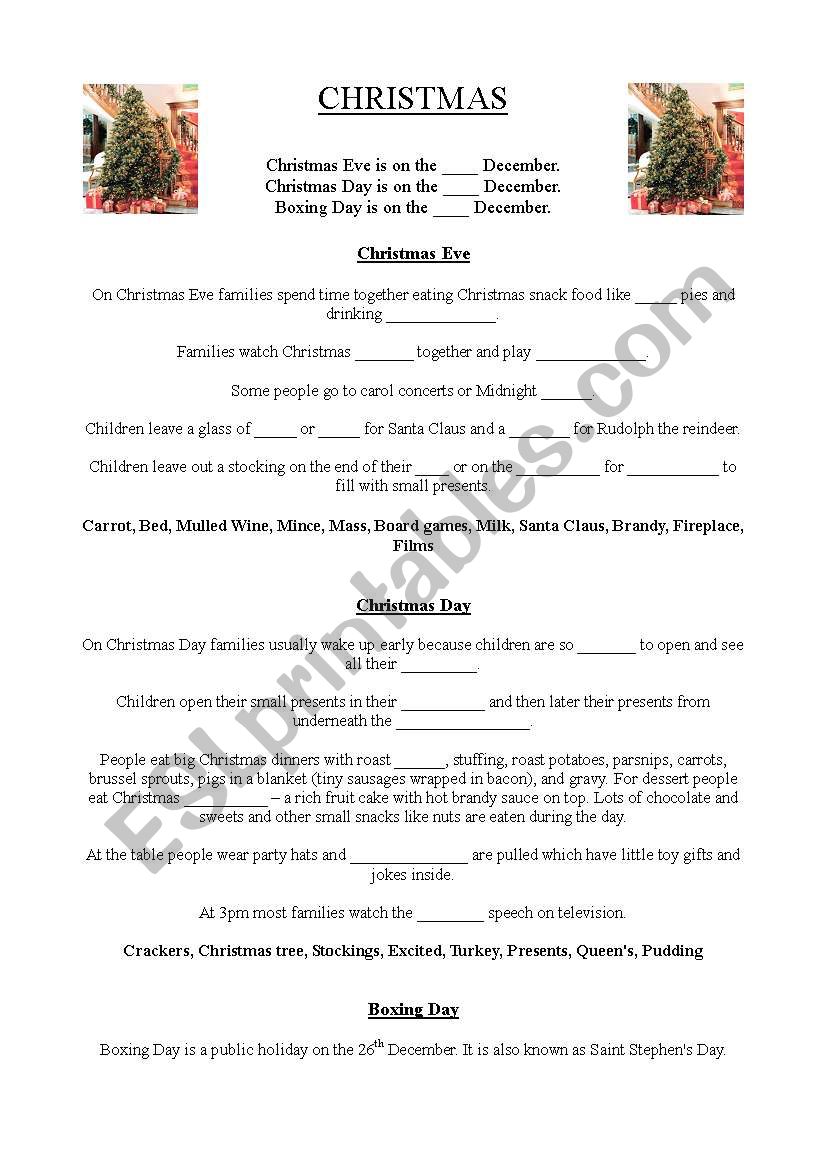 Christmas (Britain) worksheet