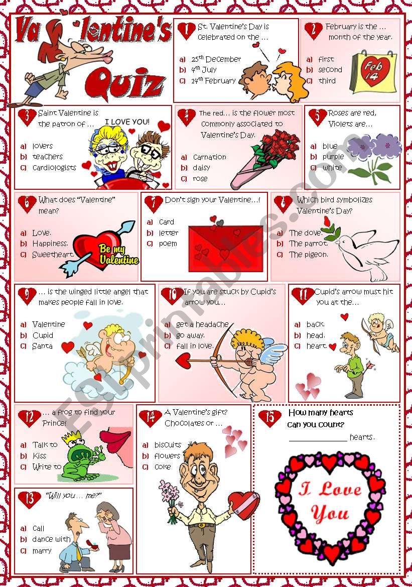 VALENTINES QUIZ worksheet