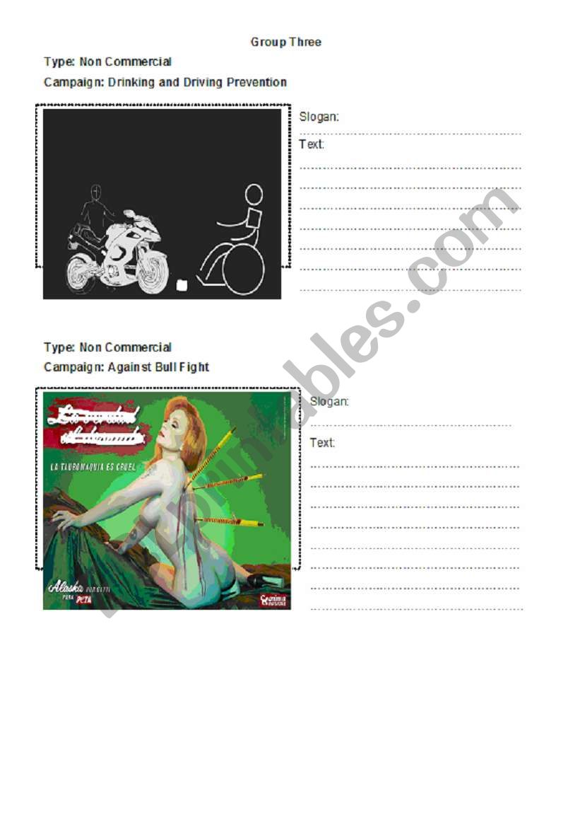 Writing an ad worksheet