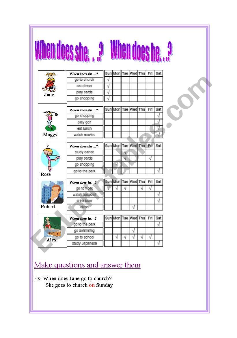 When + Third person Singular (Simple Present)