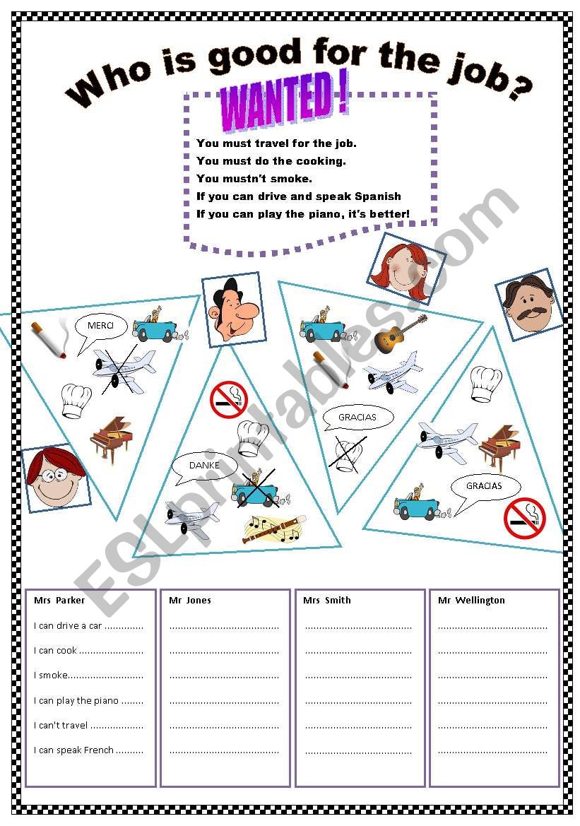 CAN  CANT  DONT worksheet