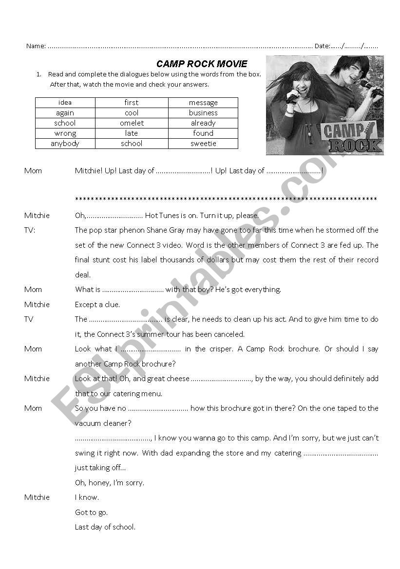 movie exercises worksheet