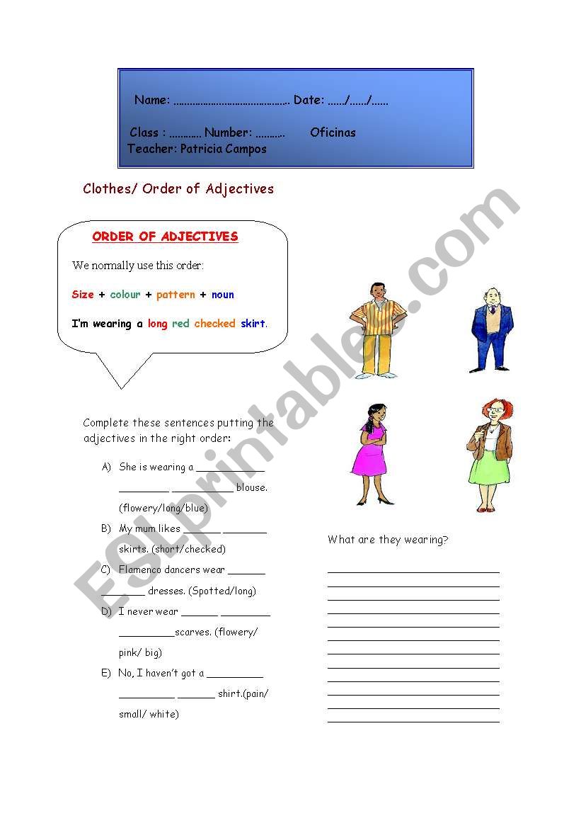 adjetivos worksheet