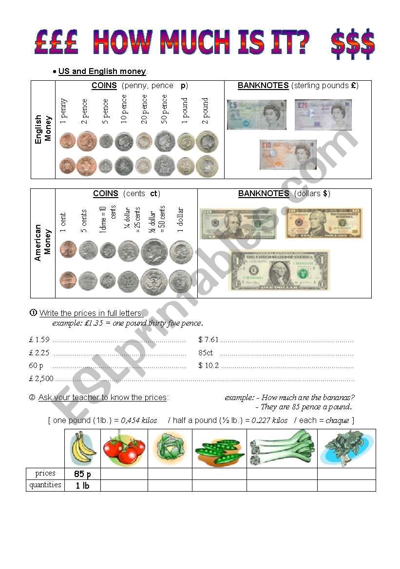 At the grocers. worksheet