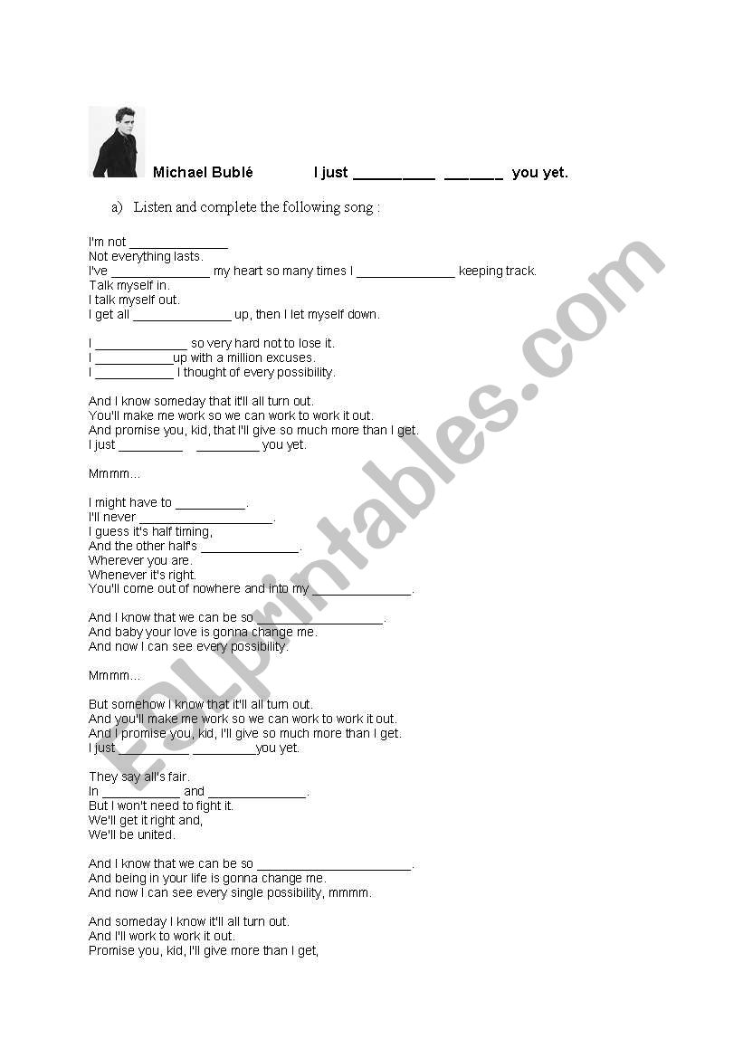 I just haven´t met you yet - ESL worksheet by bocava