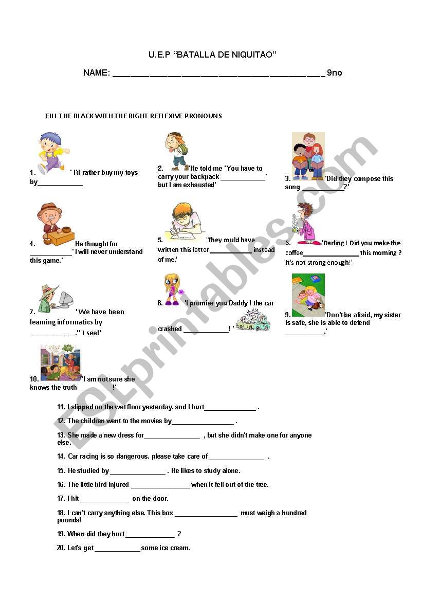 Reflexive Pronouns worksheet