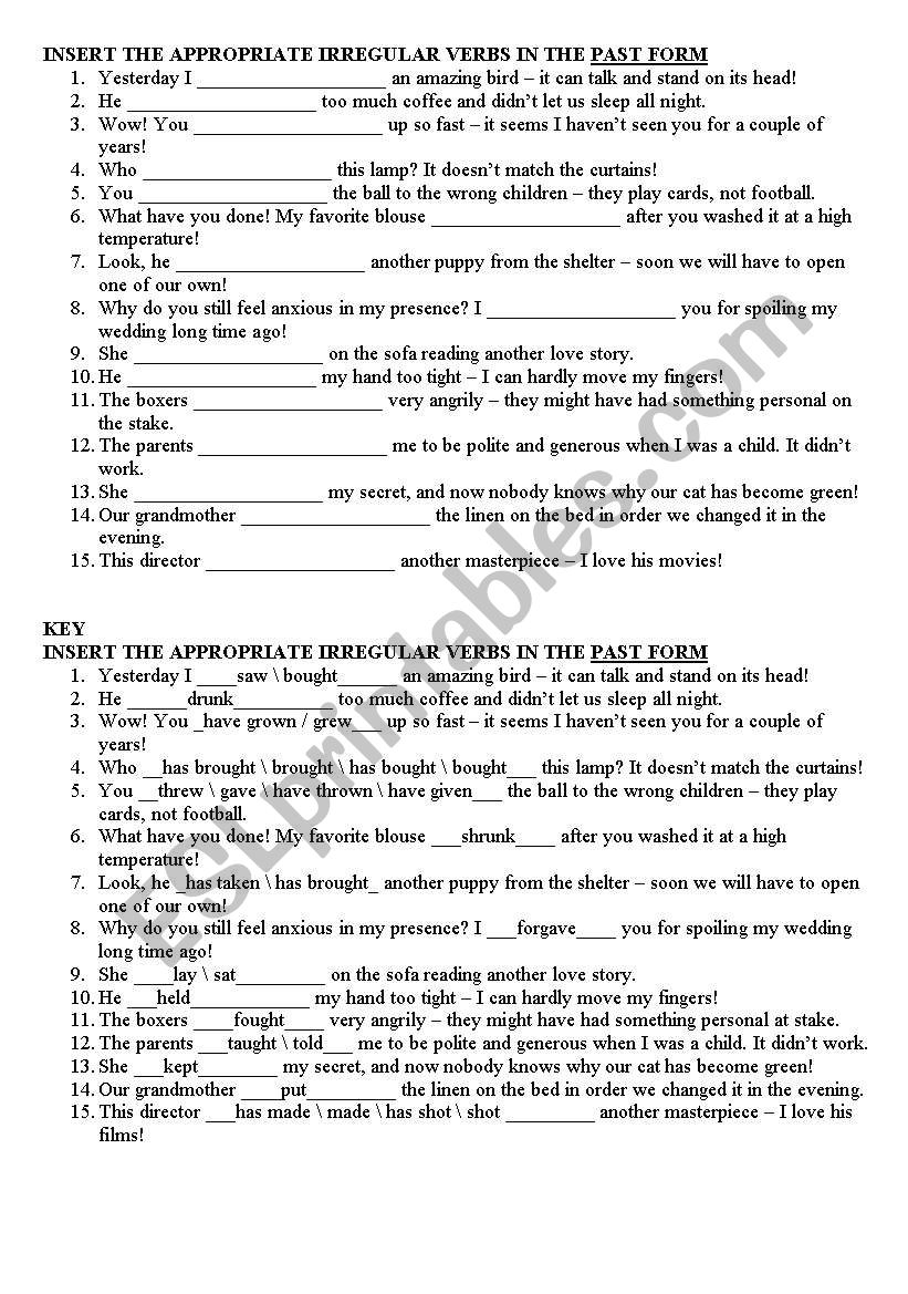 Irregular verbs_Gaps worksheet