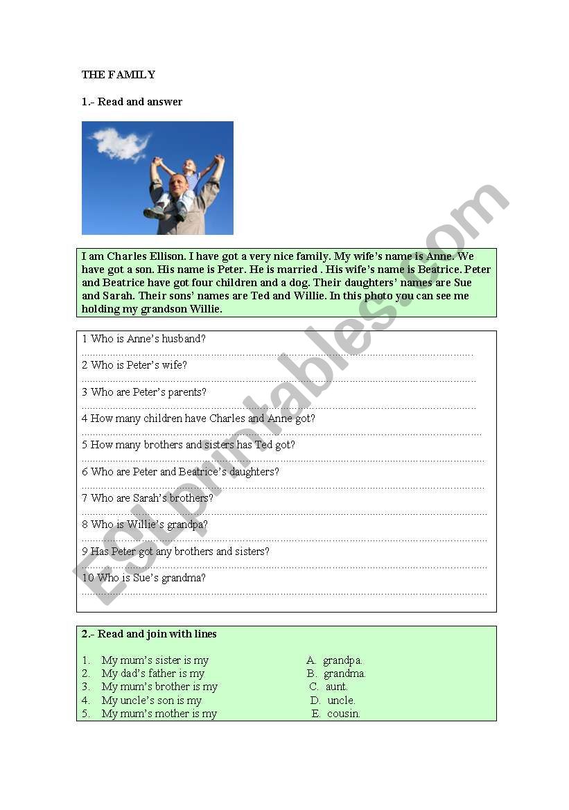 The Family worksheet