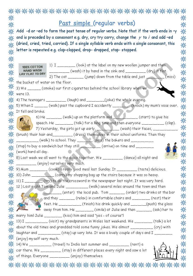 Past simple -regular verbs worksheet