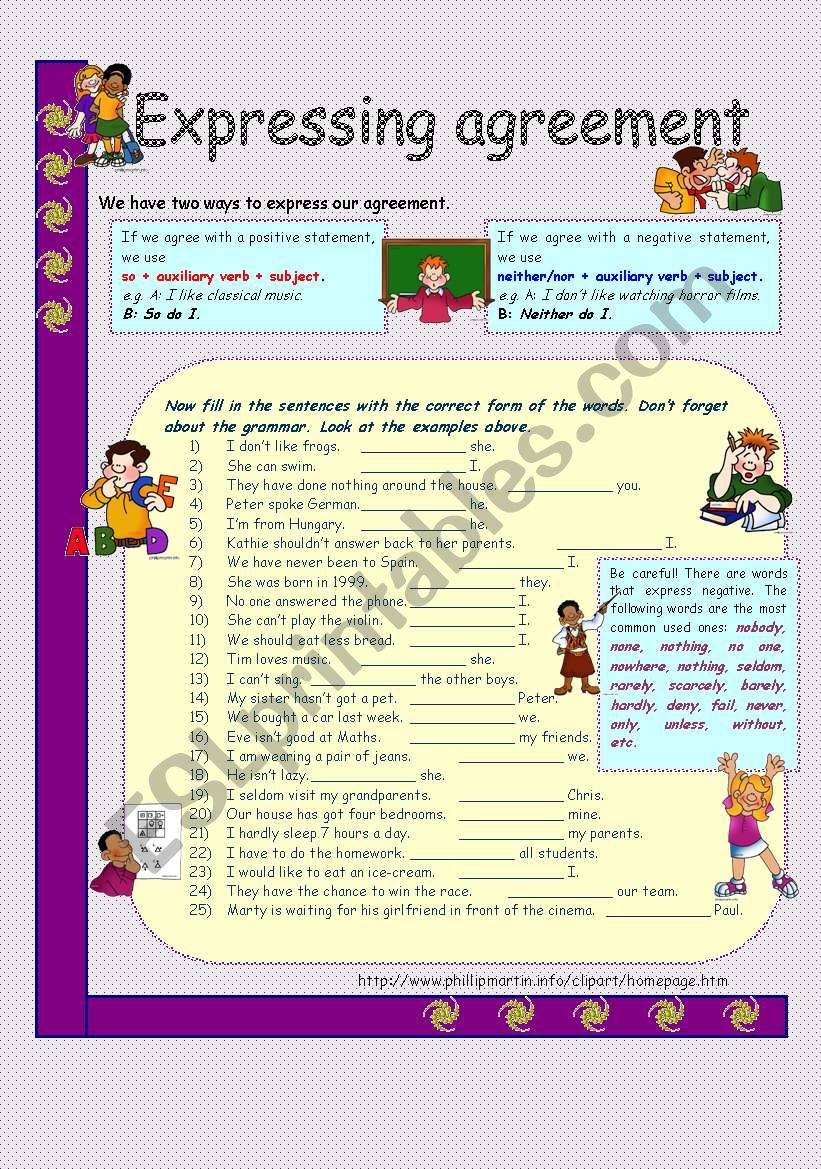 Expressing agreement * key is included