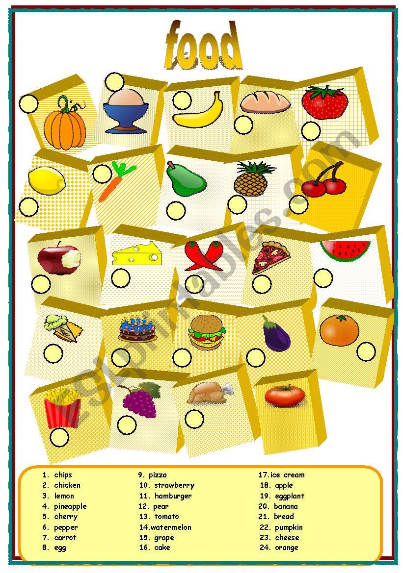 food worksheet