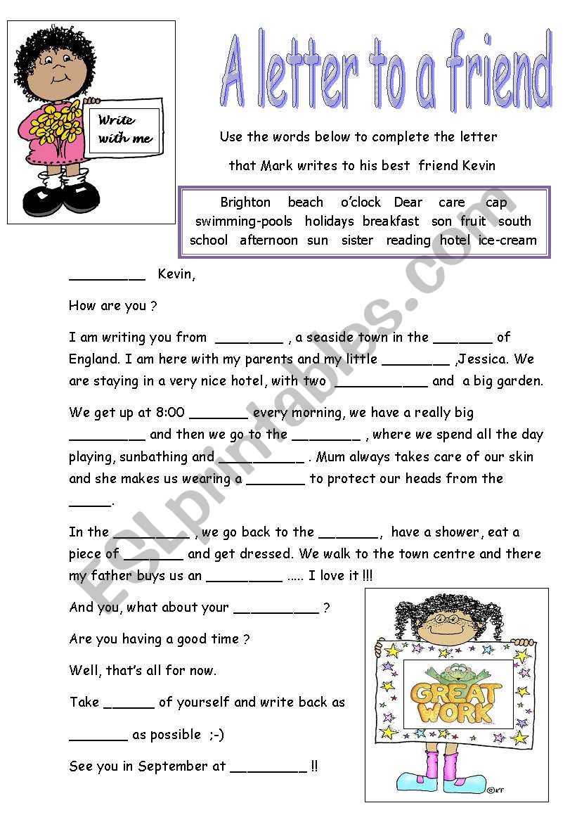 A LETTER TO A FRIEND worksheet