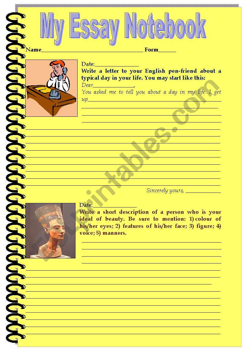 My Essay Notebook - ESL worksheet by Natashenka