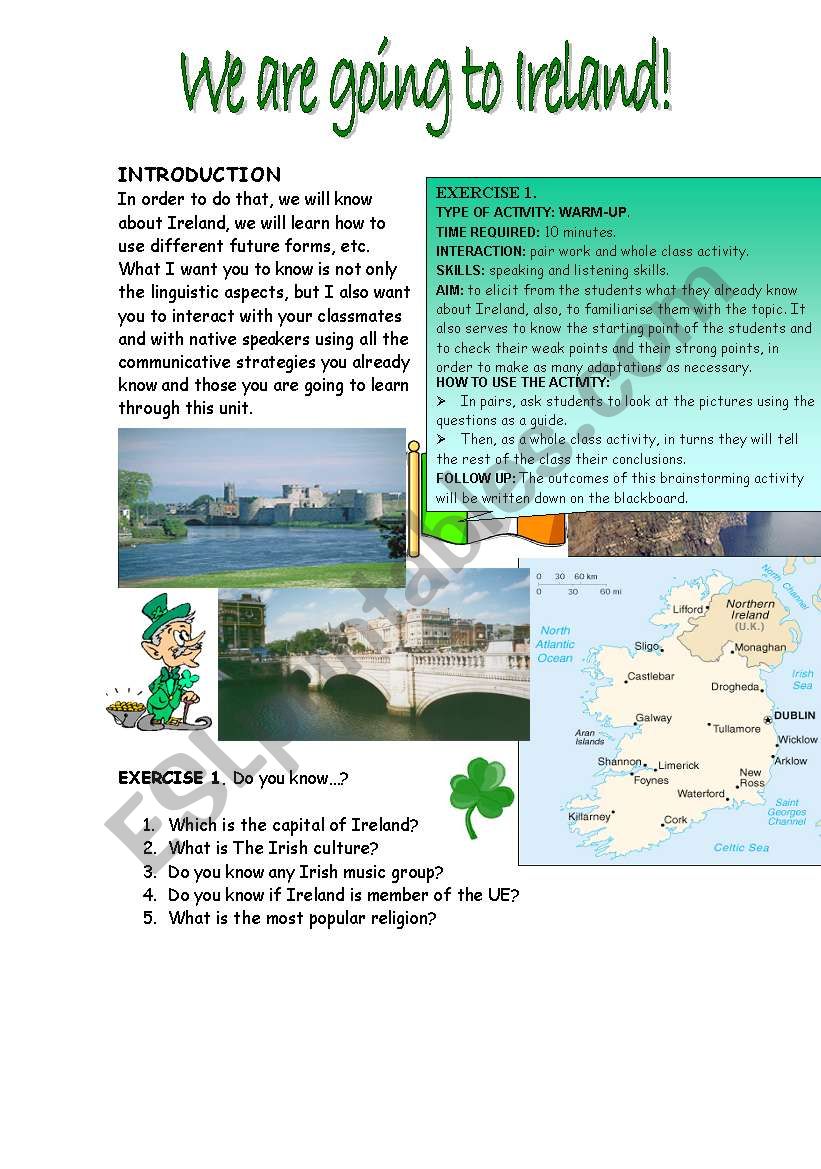 WE ARE GOING TO IRELAND! worksheet