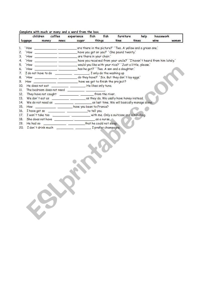 countable and uncountable worksheet