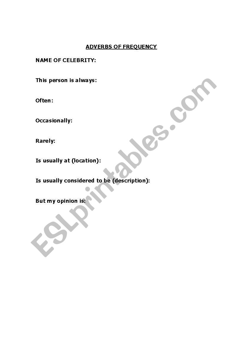 Adverbs of Frequency - Warmers