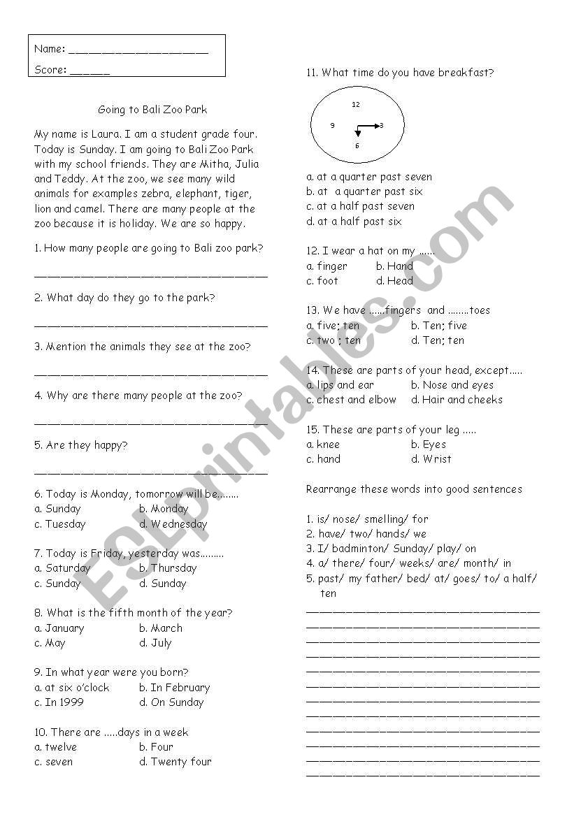 evaluation worksheet