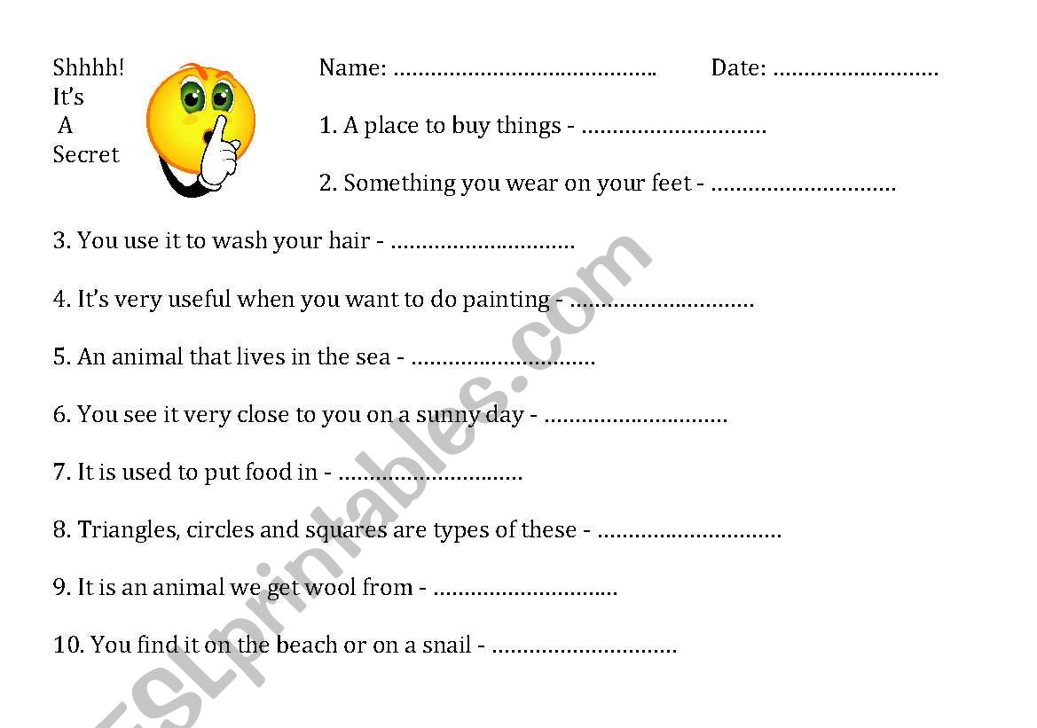 Sh Clues To Crack worksheet