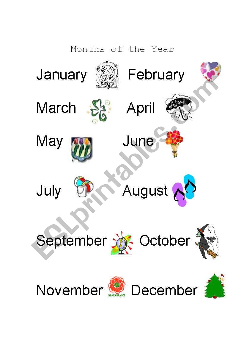 Months of the Year worksheet