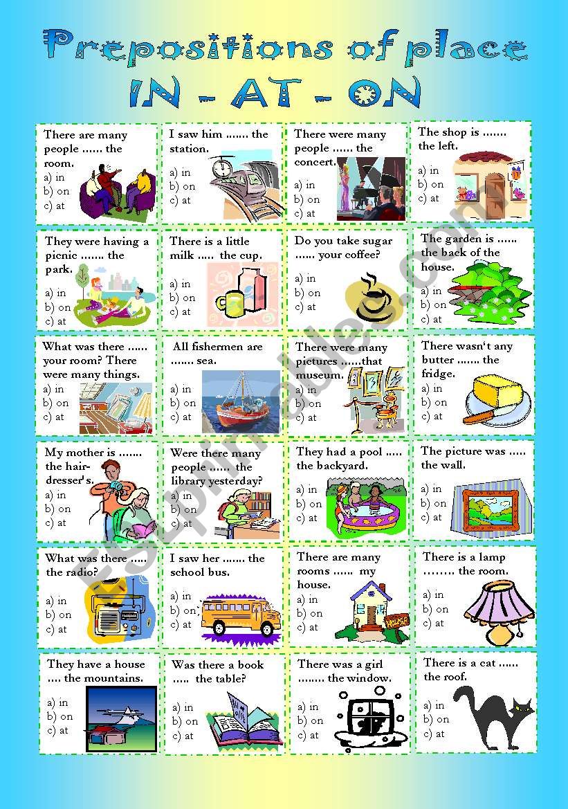 Prepositions of place IN-AT-ON