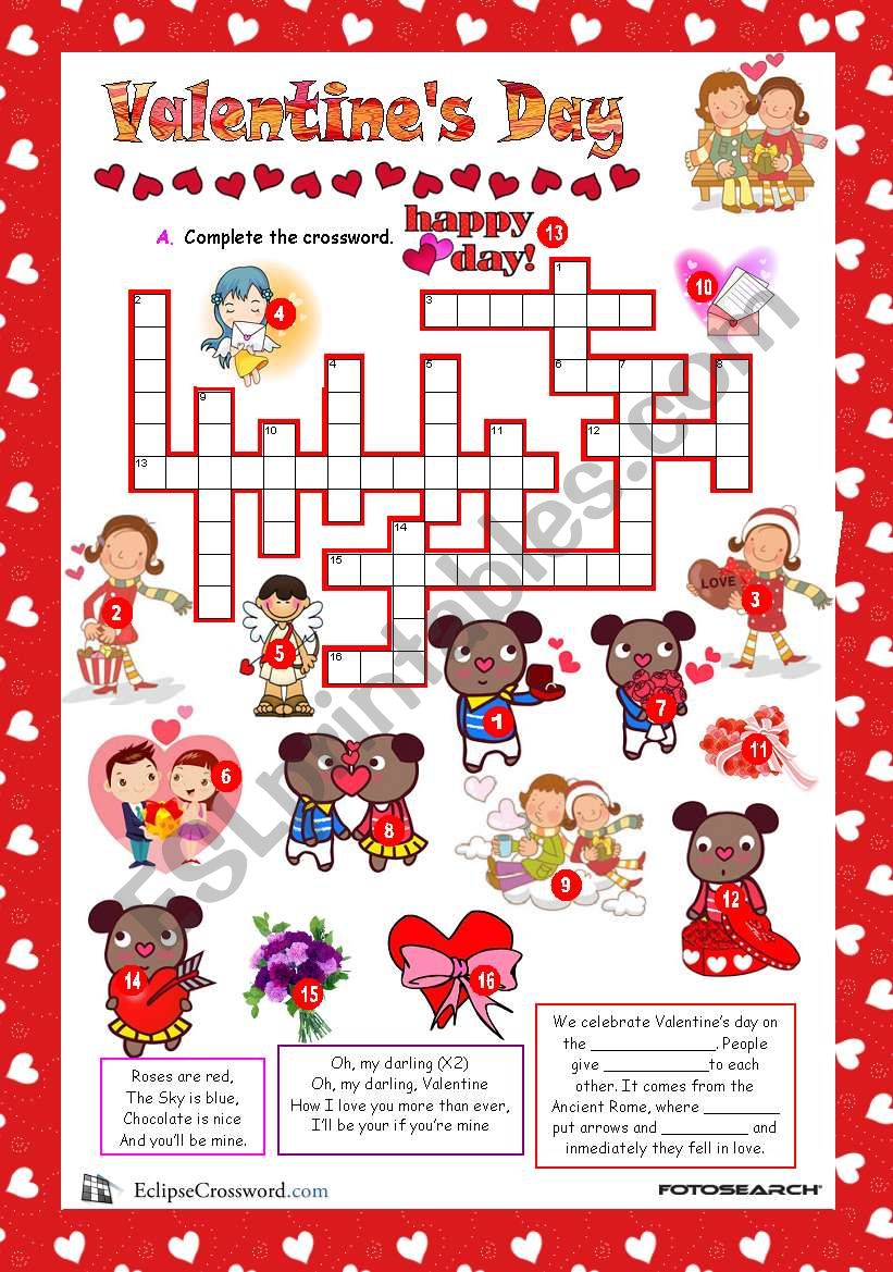 Valentines Day (Worksheet+ Answer Key).